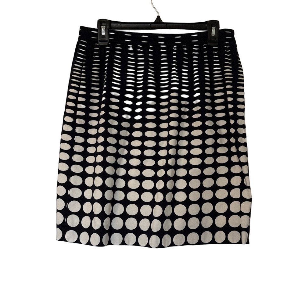 J.Crew Navy Blue White Polka Dot Skirt Women’s Size 8 Preppy A-Line Midi - Picture 1 of 4
